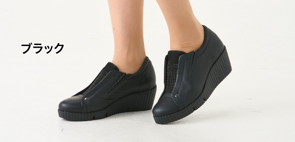 国産牛革ラメストーン 美脚シューズのブラック